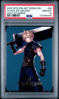 MTG Final Fantasy Art Series #50 Cloud, Ex-Soldier Gold Stamped PSA 10 FF7 - Image 1