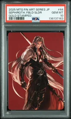 2025 MTG JPN FINAL FANTASY ART SER GOLD STAMPED SEPHIROTH, FABLED SOLDIER PSA 10 - Image 1