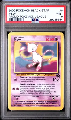 2000 POKEMON PROMO BLACK STAR POKEMON LEAGUE #8 MEW PSA 9 - Image 1