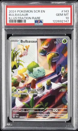 2024 POKEMON SCR EN-STELLAR CROWN ILLUSTRATION RARE #143 BULBASAUR PSA 10 - Image 1