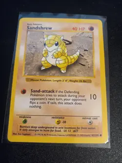 Pokemon Sandshrew Base Set Shadowless 62/102 Common - Image 1