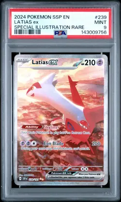 2024 POKEMON SSP EN-SURGING SPARKS SPECIAL ILLUSTRATION RARE LATIAS EX PSA 9 - Image 1