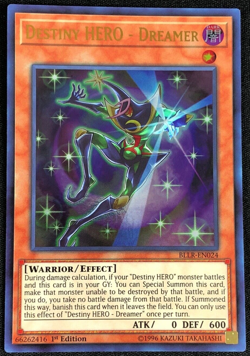 Yugioh - DESTINY HERO DREAMER - BLLR-EN024 - ULTRA RARE - 1st Ed. - NM/M - Image 1