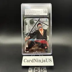 CGC 10 GEM MINT Roronoa Zoro Parallel OP01-001 L 25th Edition ONE PIECE Card 158 - Image 1