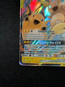 Pokemon GX Unified Minds Alolan Raichu Card 54/236 Ultra Rare SM Holo MP - Image 5