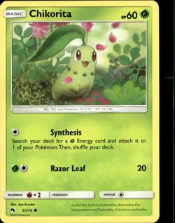 Pokemon Chikorita 5/214 Lost Thunder Non Holo Common 2 Card Lot - Image 1