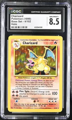 CGC 8.5 Charizard 1999 Base Set 4/102 Holo Pokemon Card - Image 1