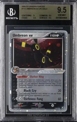 2005 POKEMON EX UNSEEN FORCES HOLO #112/115 UMBREON EX UR BGS 9.5 - Image 1
