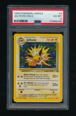 PSA 6 EX-MT JOLTEON 1999 POKEMON TCG JUNGLE HOLO #4/64 - Image 1