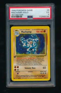 PSA 5 EX MACHAMP 1999 POKEMON TCG GAME HOLO 1ST EDITION #8/102 68196 - Image 1