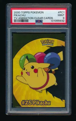 PSA 9 2000 TOPPS POKEMON #PC1 PIKACHU TV ANIMATION CLEAR CARD MINT - Image 1