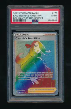 PSA 9 CYNTHIA'S AMBITION 178/172 RAINBOW STARS SHINING FR HOLO 2022 POKEMON TCG - Image 1