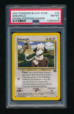PSA 8 SMEARGLE 2001 POKEMON PROMO BLACK STAR POKEMON TCG LEAGUE #32 *NM-MT* - Image 1