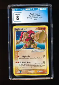 REGIROCK 2006 POKEMON EX LEGEND MAKER GOLD STAR #91/92 HOLO CGC 8 (NM/MINT) - Image 1