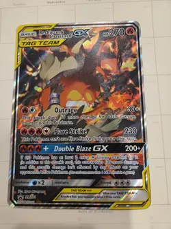 2021 RESHIRAM & CHARIZARD GX TAG TEAM • JUMBO BLACK STAR PROMO • SM201 • POKEMON - Image 1
