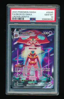 PSA 10 DEOXYS VMAX 2023 POKEMON SWORD & SHIELD CROWN ZENITH #GG45 FULL ART *GEM* - Image 1