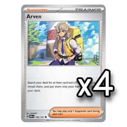4x Arven 186/197 Obsidian Flames Pokemon Playset x4 - Image 1