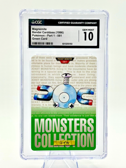 🌟POP 2 VINTAGE🌟1996 Japanese Vending Bandai Carddass MAGNEMITE 81 Green CGC 10 - Image 1