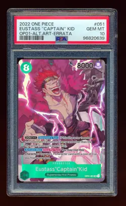 PSA 10 2022 ONE PIECE ROMANCE DAWN OP01-051 EUSTASS CAPTAIN KID ALTERNATE ART - Image 1