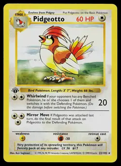 Pokemon Card - Pidgeotto 1st Edition Base Set Shadowless 22/102 - Image 1