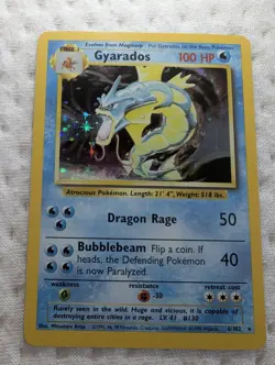 Pokemon Gyarados Holo Card Base Set 6/102 NM Condition Vintage - Image 1