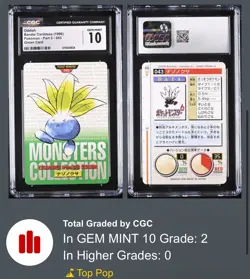 CGC 10 1996 Pokemon Japanese Bandai Carddass Part 1 Green Card Oddish #043 • P2 - Image 1