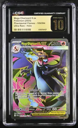 CGC 10 PRISTINE Mega Charizard X ex Phantasmal Flames 109/094 Holo Pokemon Card - Image 1