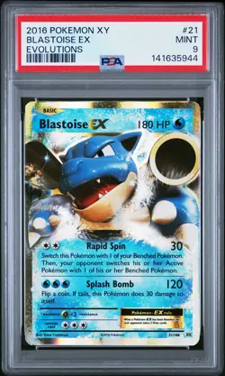 2016 POKEMON XY EVOLUTIONS #21 BLASTOISE EX PSA 9 - Image 1