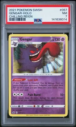 2021 POKEMON SWORD & SHIELD CHILLING REIGN #057 GENGAR-HOLO PSA 7 - Image 1