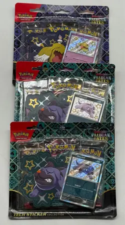 Lot of (3) Pokemon Paldean Fates Tech Sticker Collection 3-Pack Blister Sealed - Image 1