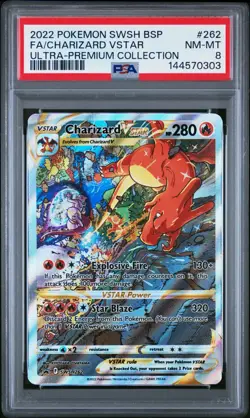 2022 POKEMON SWSH BLACK STAR PROMO #262 FULL ART/CHARIZARD VSTAR PSA 8 - Image 1