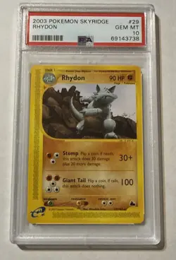 2003 Pokemon Skyridge Rhydon 29/144 PSA 10 GEM MINT - Image 1