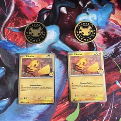 2026 Pikachu 051/162 Pokemon Day 30th Anniversary Stamped Promo TCG Plus Coin x2 - Image 1