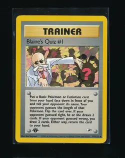 TRAINER BLAINE'S QUIZ #1 POKEMON GYM HEROES 1ST EDITION 2000 POKEMON TCG 97/132 - Image 1