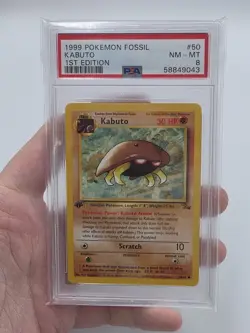1999 POKEMON FOSSIL KABUTO #50 1st EDITION PSA 8 - Image 1