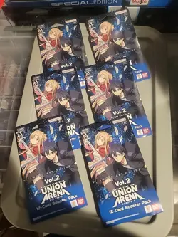 Lot of 6 SEALED Union Arena Sword Art Online Vol.2 Sleeved Booster Pack UEX06BT - Image 1