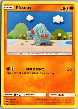 Phanpy 111/214 Common SM - Lost Thunder LP Pokemon Card Delete - Image 1
