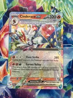 Pokemon TCG: Cinderace EX Stellar Crown Double Rare Card 028/142 - Image 1