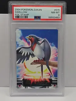 2004 POKEMON ADVANCED GENERATION ZUKAN CARD FOIL STAMP 015 SWELLOW PSA 8 - Image 1