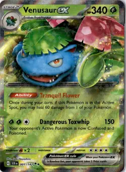 Venusaur ex 001/142 Sv07: Stellar Crown Ultra Rare Holo Pokemon Card NM - Image 1