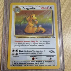 1999 Pokemon Dragonite Holo Rare 100 HP Fossil Card 4/62 - Great Condition - Image 1
