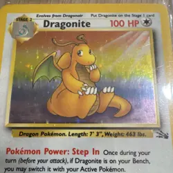 1999 Pokemon Dragonite Holo Rare 100 HP Fossil Card 4/62 - Great Condition - Image 2