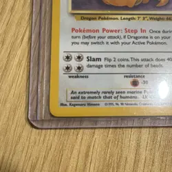 1999 Pokemon Dragonite Holo Rare 100 HP Fossil Card 4/62 - Great Condition - Image 3