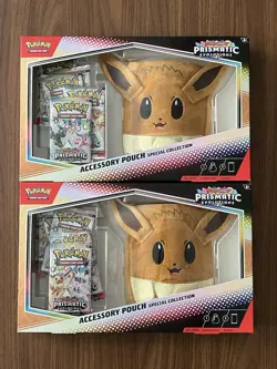 LOT 2 Pokemon Prismatic Evolutions Eevee Accessory Pouch Special Collection Box - Image 1