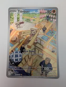 Pokemon Timburr Illustration Rare Holo Sv06 Twilight Masquerade 80 HP 183/167 - Image 1