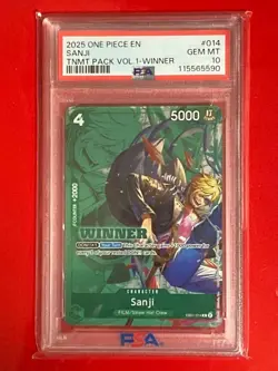 PSA 10 Sanji EB01-014 WINNER Tournament Pack Vol. 1 One Piece Card English 2025 - Image 1