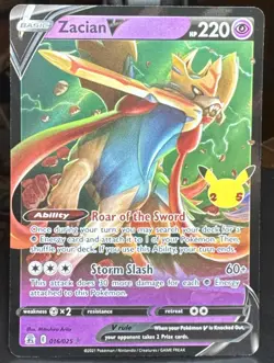 Pokemon TCG Zacian V 016/025 Celebrations Ultra Rare (Full Art) Holo Card - Image 1