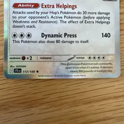 Hop’s Snorlax Holo 117/159–Extra Helpings Ability–Rare Pokemon Card–Near Mint - Image 3