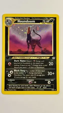 2001 Pokemon Houndoom First Edition Neo Revelation Holo Card 8/64 - Image 1