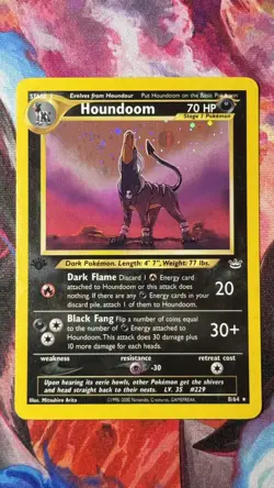 2001 Pokemon Houndoom First Edition Neo Revelation Holo Card 8/64 - Image 3